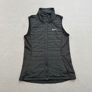 Nike Running Aerolayer Vest Women's Small Black Quilted Lined Athletic Training
